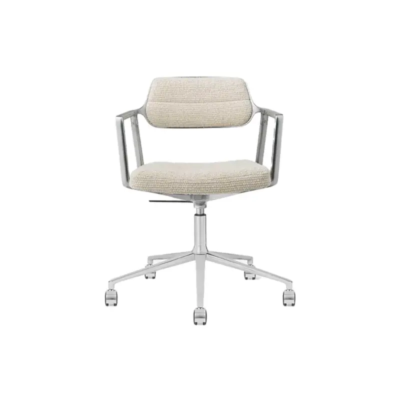 Chaise SWIVEL CHAIR 453+ à roulettes tissu Off-White / Aluminium poliVIPP Marque