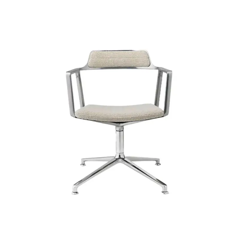Prix Bas Dining Chair SWIVEL CHAIR 452 on gliders Off-White fabric / Polished aluminiumVIPP