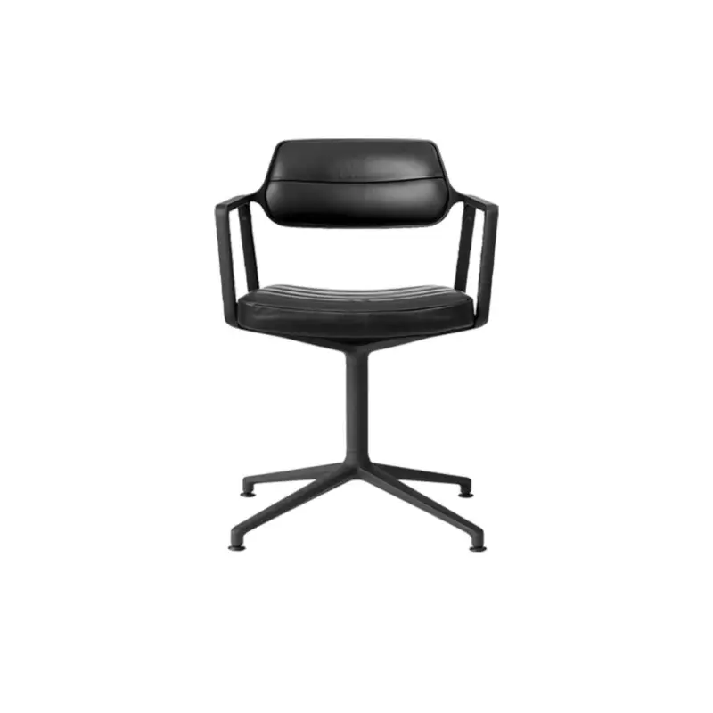 Offre Du Jour Chaise SWIVEL CHAIR 453 à patins Cuir Noir / Aluminium peint NoirVIPP