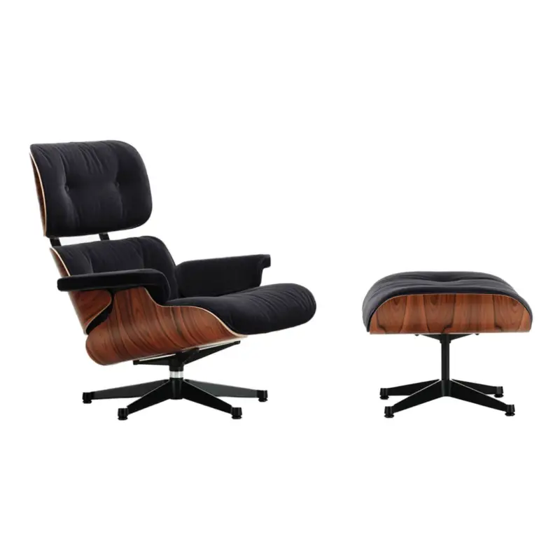 Expédié Aujourd'hui Easy chair EAMES LOUNGE & OTTOMAN Dark anthracite Calma/ Santos PalissanderVITRA