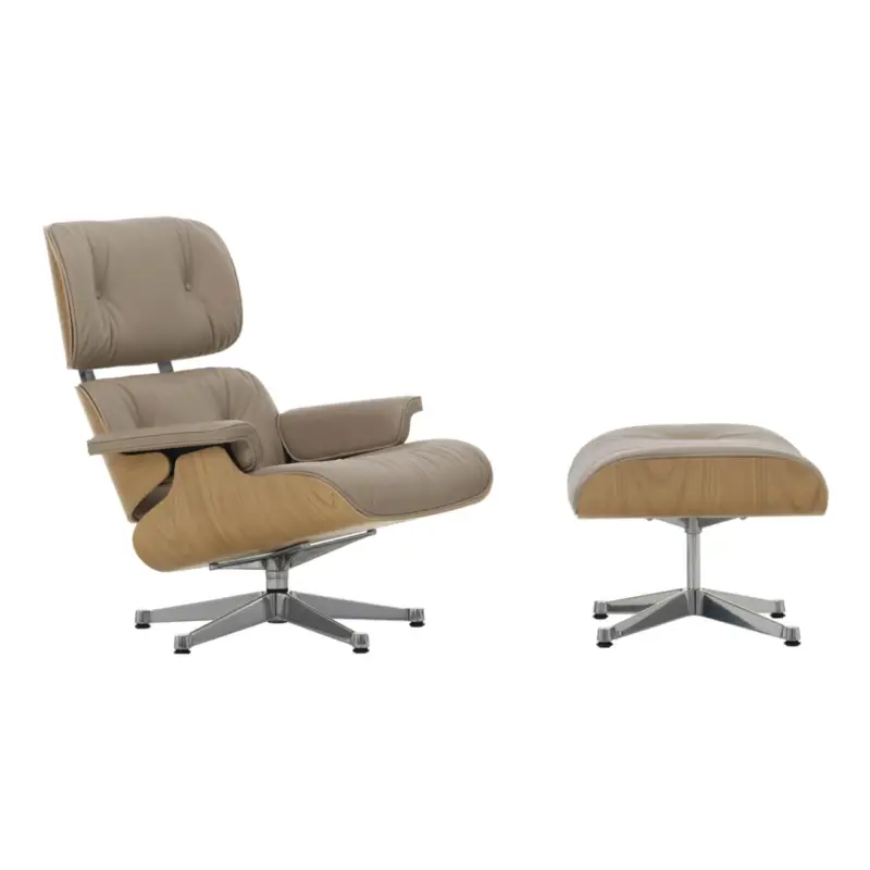 Easy chair EAMES LOUNGE & OTTOMAN Premium leather Sand / natural chestnut shellVITRA Prix Bas