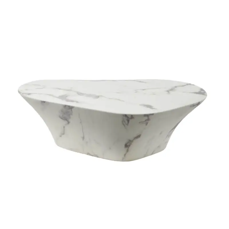 Coffee Table OVAL MARBLE LOOK L WhitePOLSPOTTEN Commander Vite