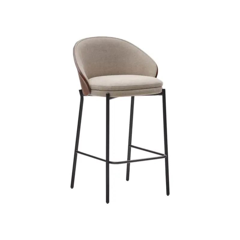 Tabouret haut EAMY H 65 Chenille Marron Clair / Frêne finition WenguéKAVE HOME Offre Spéciale