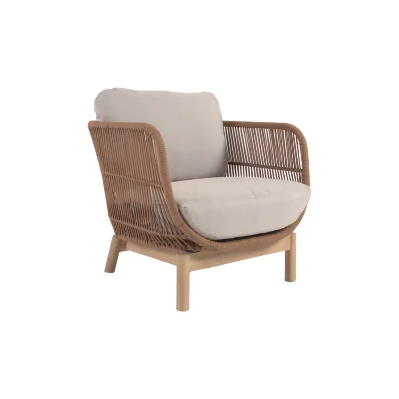 Fauteuil extérieur CATALINA Acacia / Corde BeigeKAVE HOME Satisfait Ou Remboursé