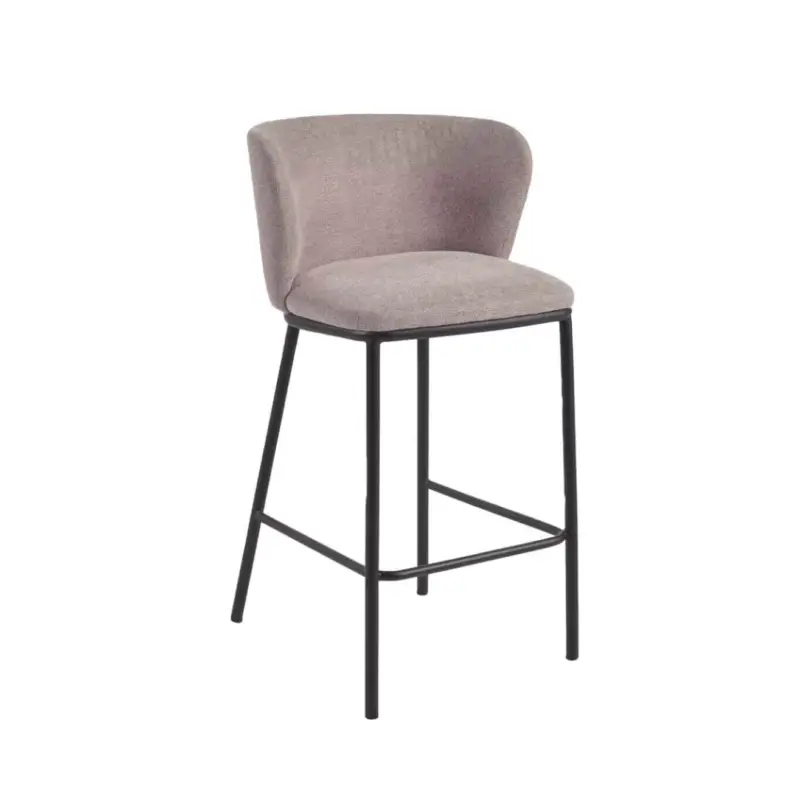Bar Stool CISELIA H 65 Light Brown Chenille / BlackKAVE HOME Populaire
