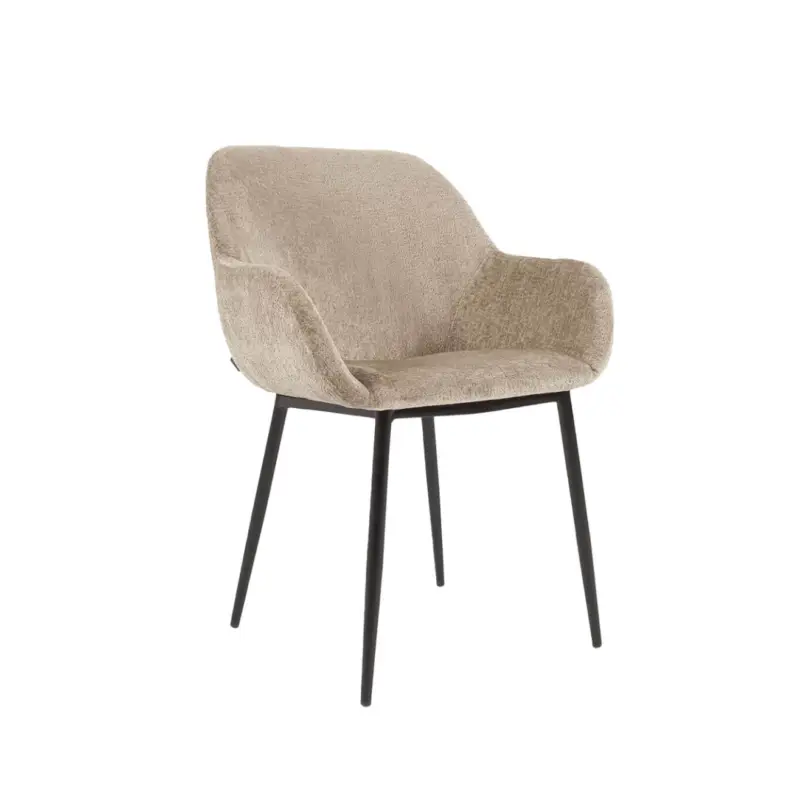 Dining Chair KONNA Chenille Beige / BlackKAVE HOME Vente Directe
