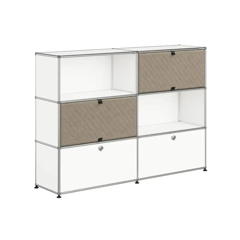 Prix Bas Meuble de rangement USM HALLER M66 Blanc Pur/Soft Panel TaupeUSM HALLER