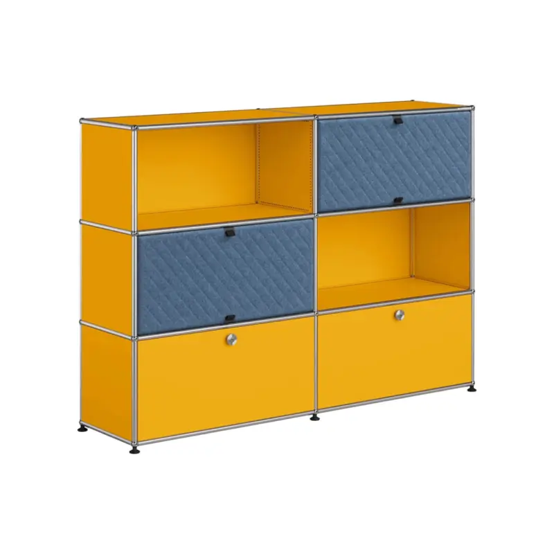 Commande En Gros Storage Unit USM HALLER M66 Yellow Gold/Soft Panel BlueUSM HALLER