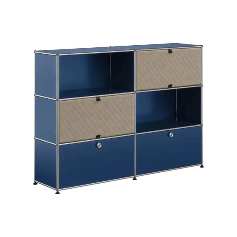 Meuble de rangement USM HALLER M66 Bleu Acier/Soft Panel TaupeUSM HALLER Meilleur Prix