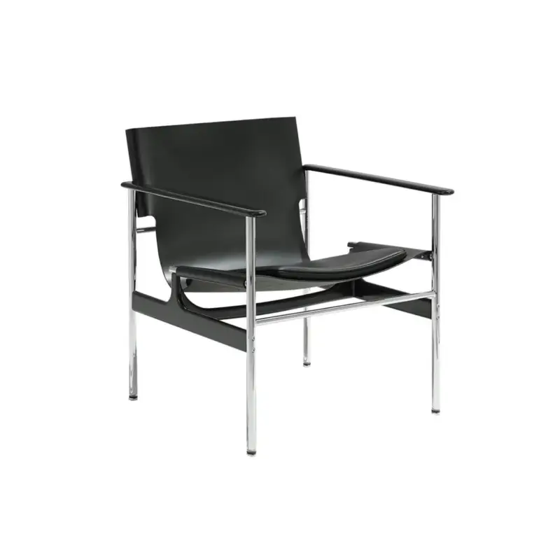 Authentique Easy chair POLLOCK with Black Leather CushionKNOLL