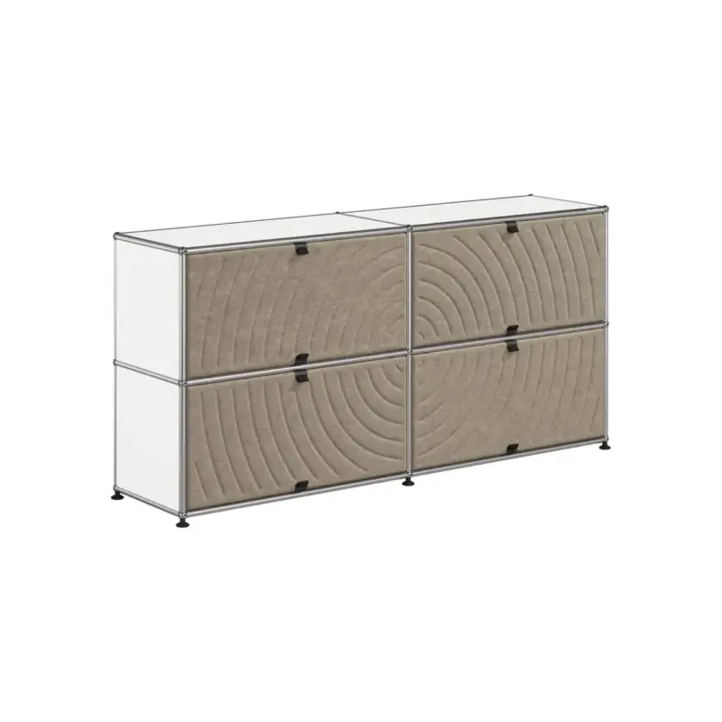 Nouveauté Meuble de rangement USM HALLER M68 Blanc Pur/Soft Panel TaupeUSM HALLER