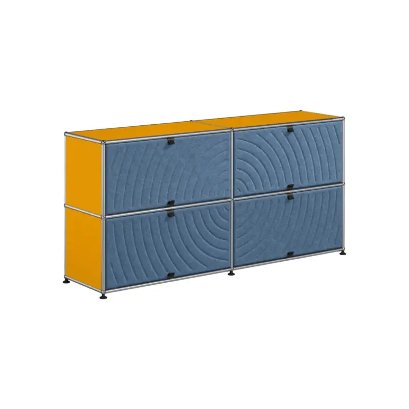 Storage Unit USM HALLER M68 Yellow Gold/Soft Panel BlueUSM HALLER Expédition Rapide