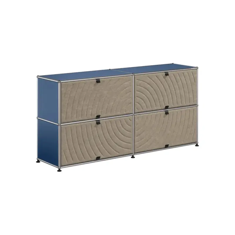 Nouvelle Collection Meuble de rangement USM HALLER M68 Bleu Acier/Soft Panel TaupeUSM HALLER