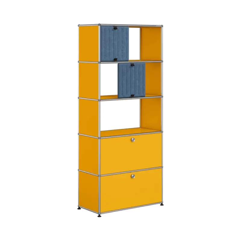 Meuble de rangement USM HALLER M69 Jaune Or/Soft Panel BleuUSM HALLER Petit Prix