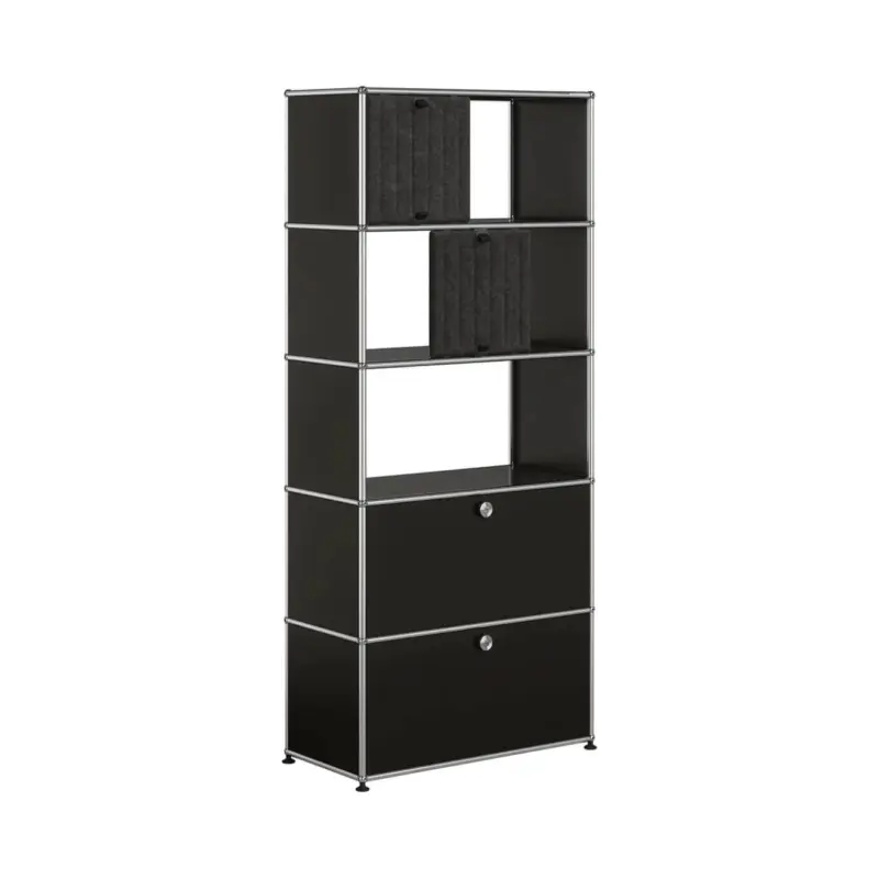 Nouvel Arrivage Meuble de rangement USM HALLER M69 Noir Graphite/Soft Panel Gris FoncéUSM HALLER