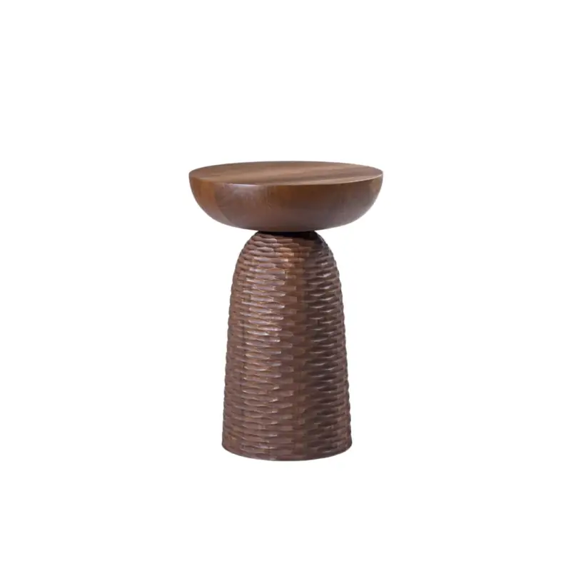 Stool NERA full base carved cuts WalnutZANAT Commander Maintenant
