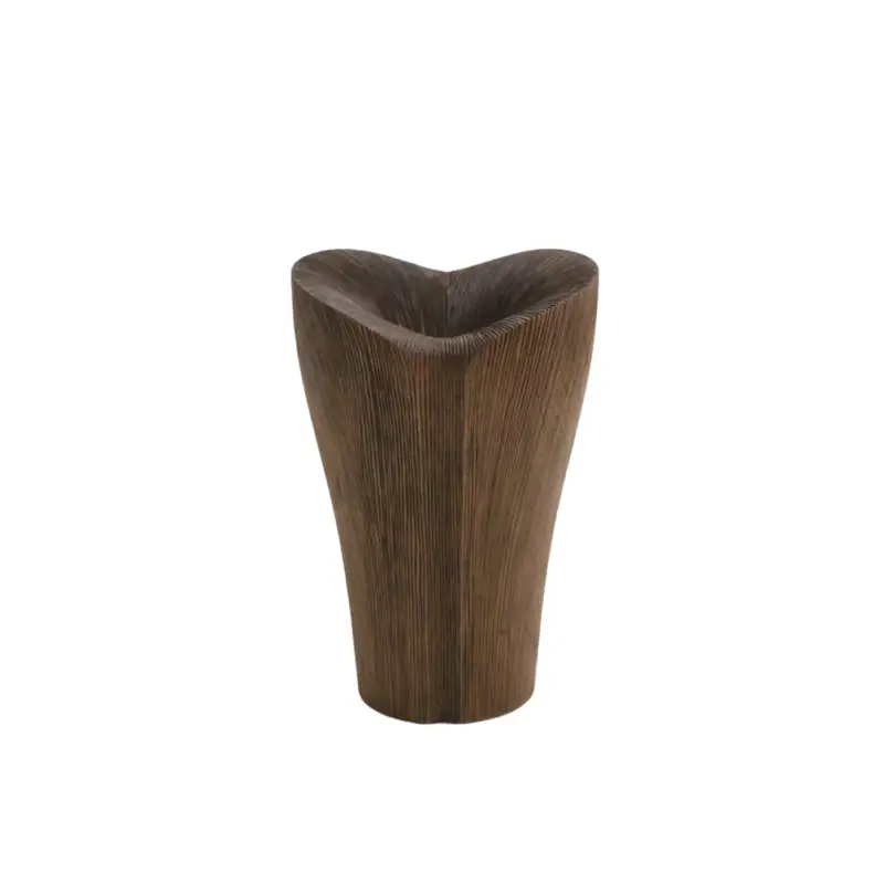 Pas Cher Centre de table & corbeille KALA tall base entièrement sculptée NoyerZANAT