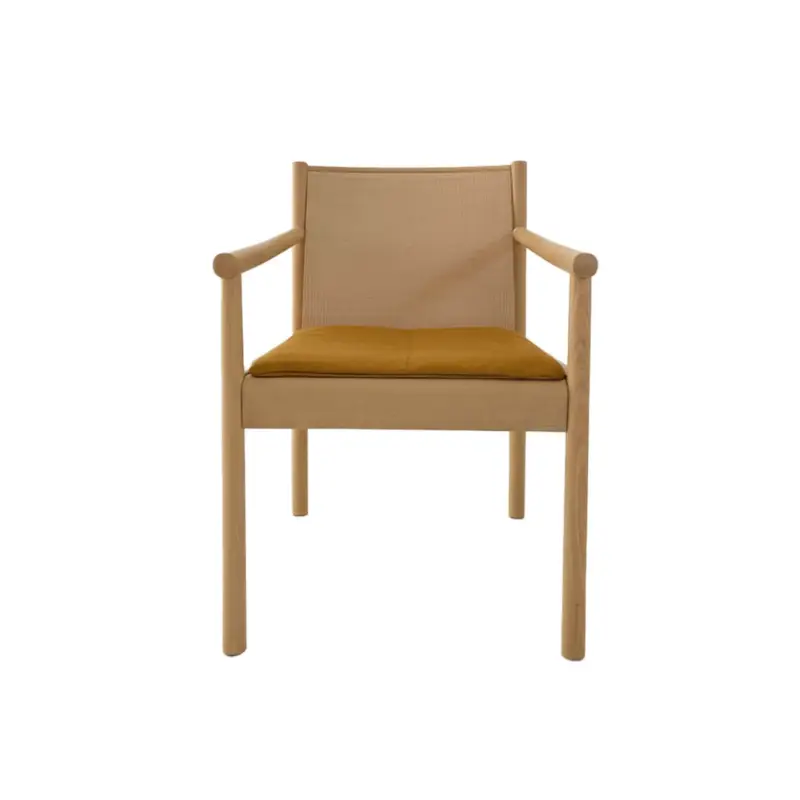 Usine Directe Dining Chair KATA Natural Oak with armrests / Ochre cushionARPER