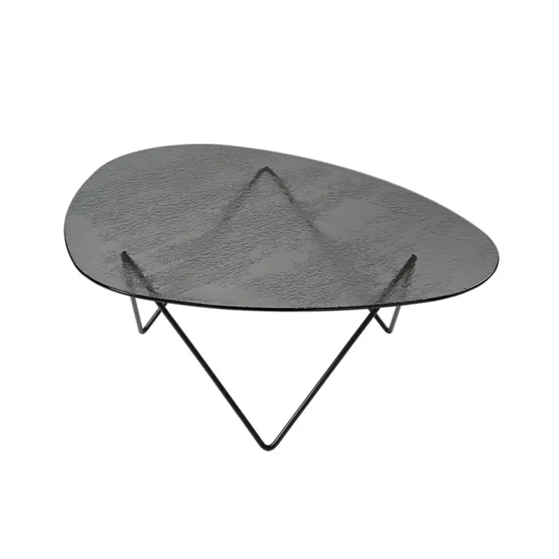 Coffee Table PEDRERA Smoke structured glass / BlackGUBI Prix Promo