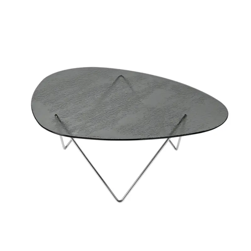 Coffee Table PEDRERA Smoke structured glass / ChromeGUBI Produit De Marque