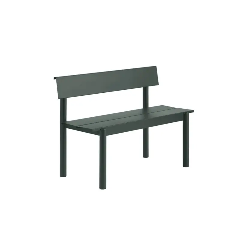 Prix Bas Outdoor Bench LINEAR STEEL with backrest W 110 Dark greenMUUTO