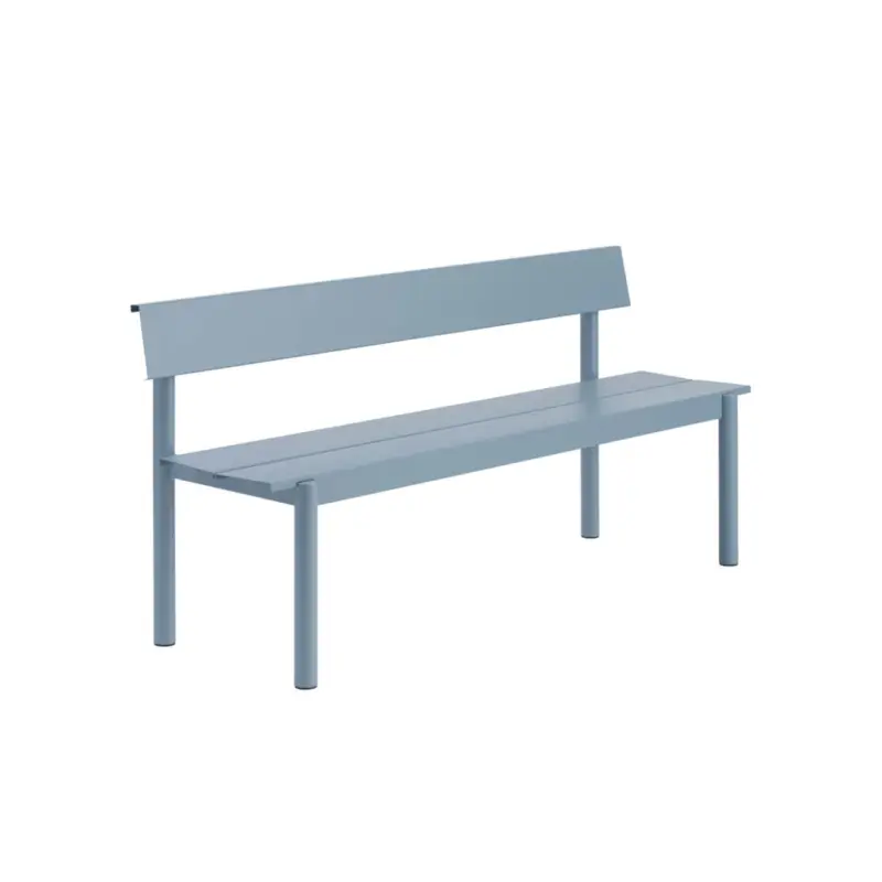 Outdoor Bench LINEAR STEEL with backrest W 170 Pale blueMUUTO Pas Cher