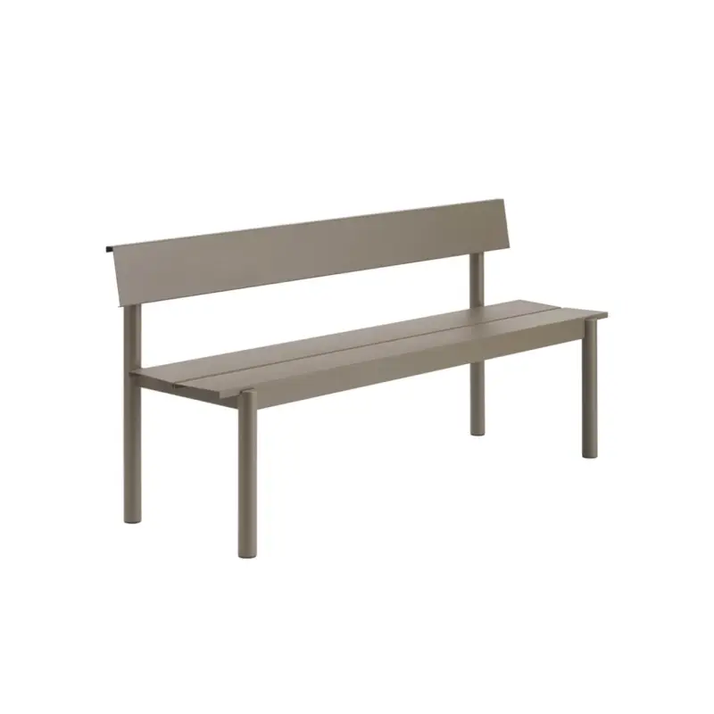Prix Réduit Outdoor Bench LINEAR STEEL with backrest W 170 TaupeMUUTO