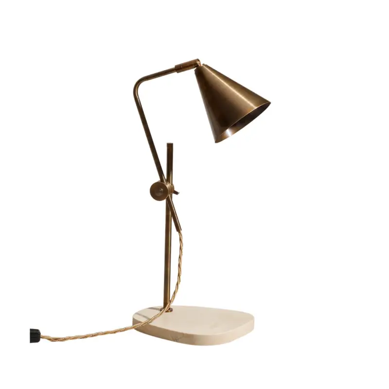 Table Lamp CONE TABLE Brushed aged brass / TravertineCONTAIN Soldes