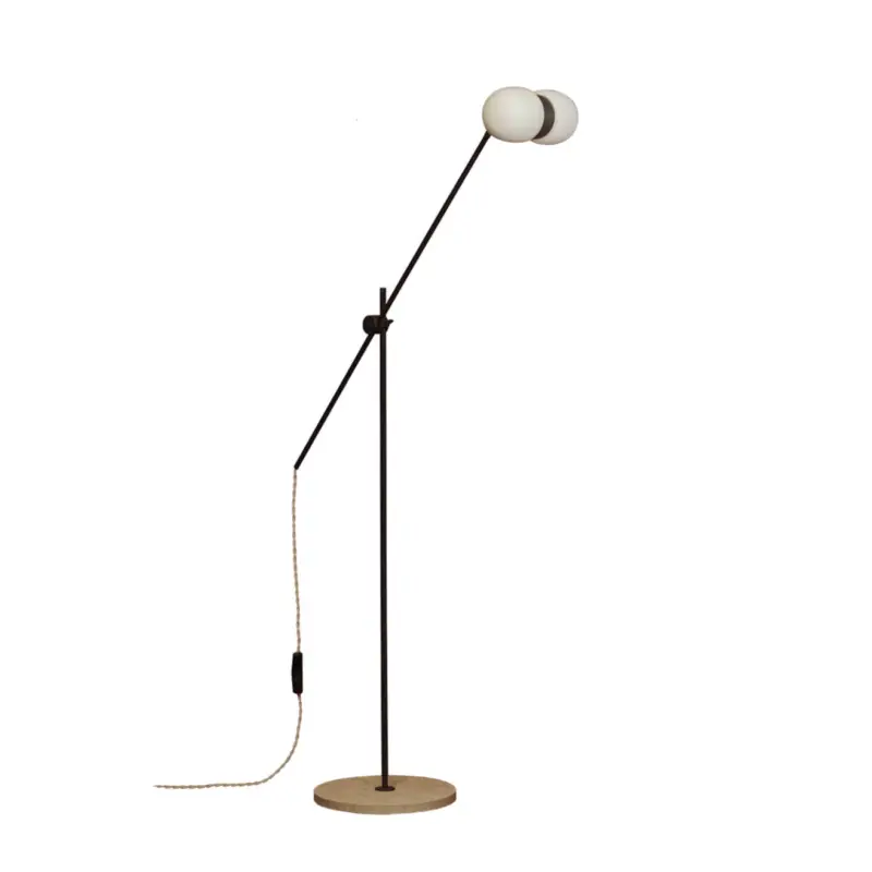 Expédié Aujourd&rsquo;hui Lampadaire NUVOL DOUBLE FLOOR Laiton noirci / TravertinCONTAIN