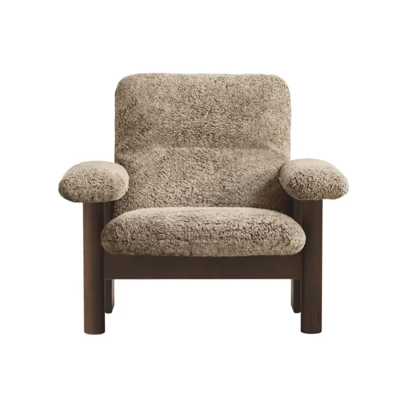 Usine Directe Easy chair BRASILIA High Back Walnut/ Sheepskin SaharaAUDO COPENHAGEN