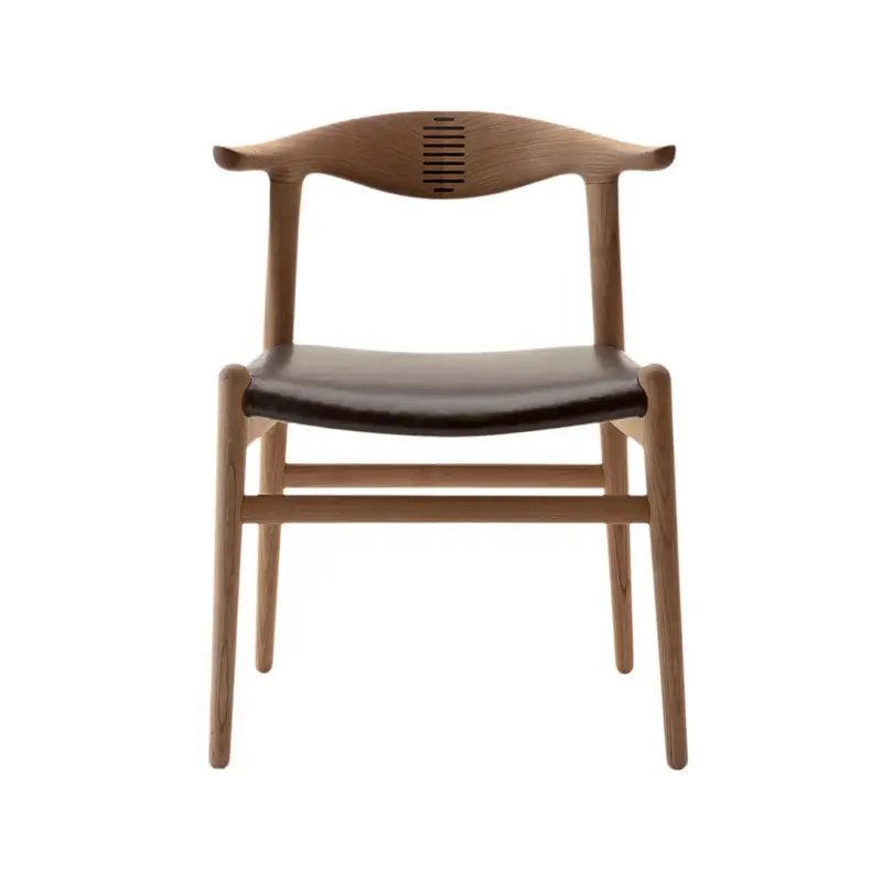 Chaise PP505 COW HORN Cerisier/ cuir MoccaPP MOBLER Meilleur Choix