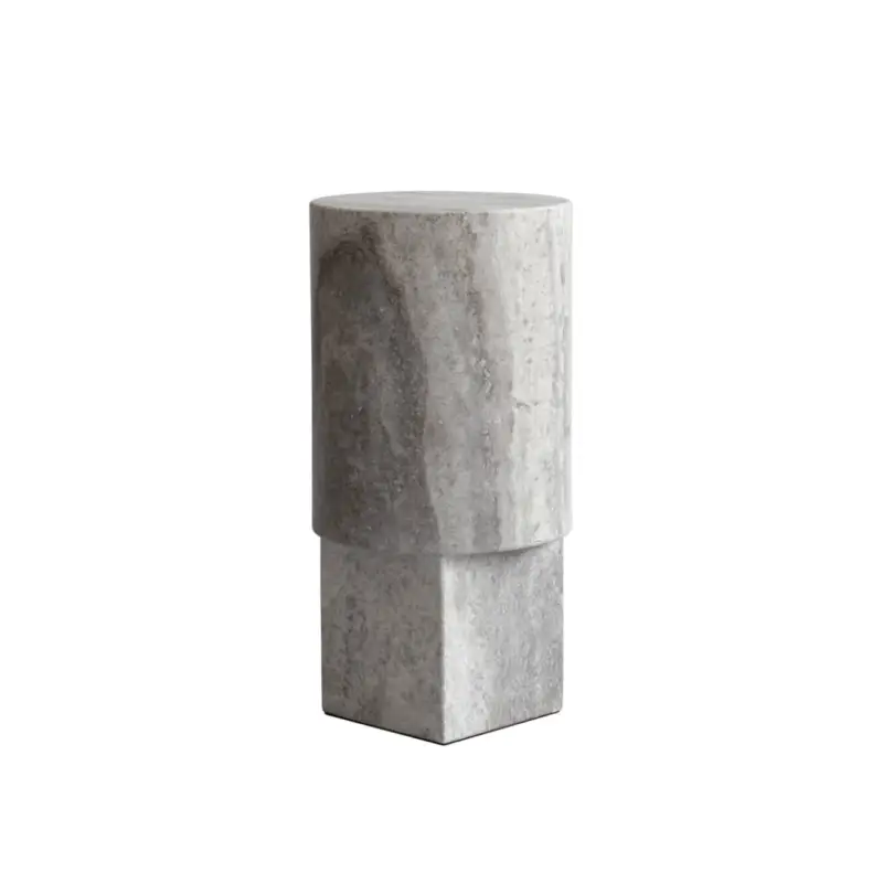 Satisfait Ou Remboursé Table d'appoint guéridon COLUMN Travertin argenté101 COPENHAGEN