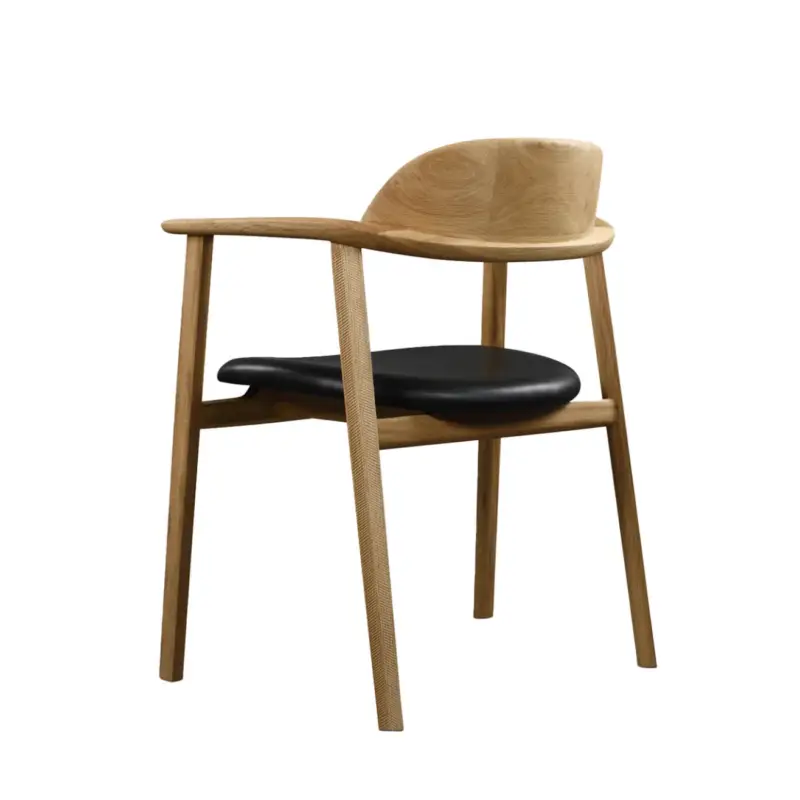 Seulement Aujourd'hui Chaise MATI cuir Nappa 10000 Noir chêne blancZANAT