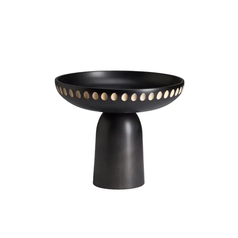 Commande En Gros Centre de table & corbeille NERA bowl large points noir et blanc Érable noirZANAT