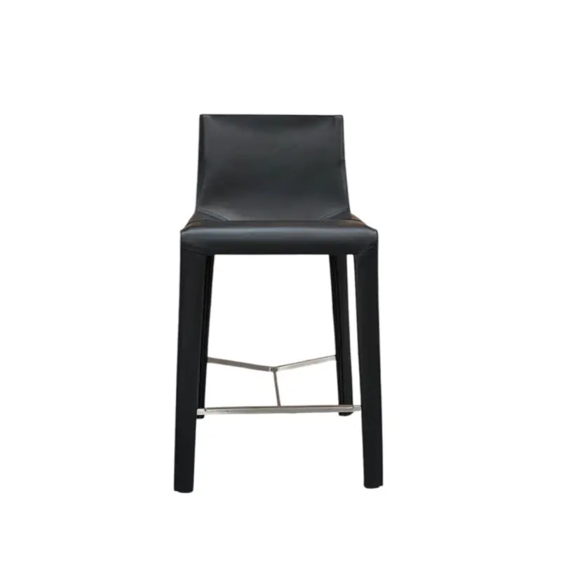 Populaire Second-life Bar Stool SEATTLE Black leatherPOLIFORM