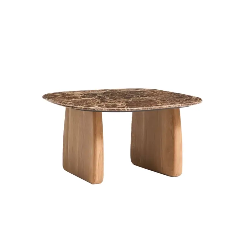 Expédition Rapide Table d&rsquo;appoint guéridon PIRITA carrée Marbre Marron / Chêne NaturelKAVE HOME