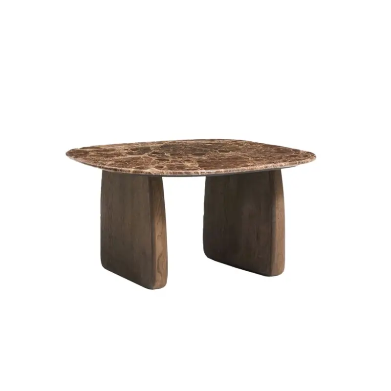 Haute Qualité Side Table PIRITA square Brown Marble / Dark OakKAVE HOME
