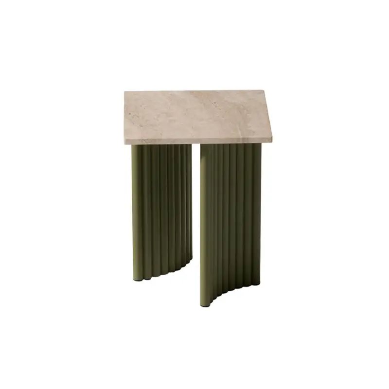 Nouveauté Table basse extérieure VIDALENTA37x37 Tavertin/ Vert MousseCASSINA