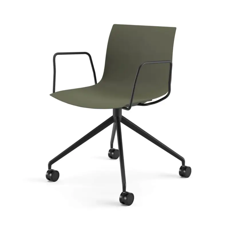 Meilleure Vente Chair with armrests CATIFA RE 46 Khaki, 4-Leg Base, Black LegsARPER