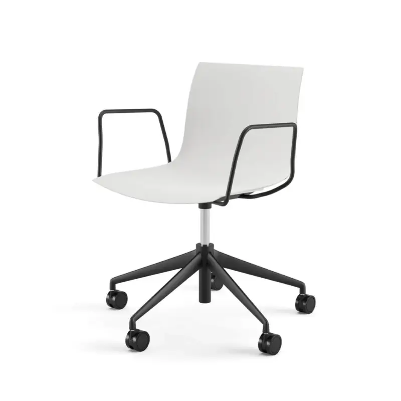 Chair with armrests CATIFA RE 46 White , 5-Leg Base, Black LegsARPER Vente Flash