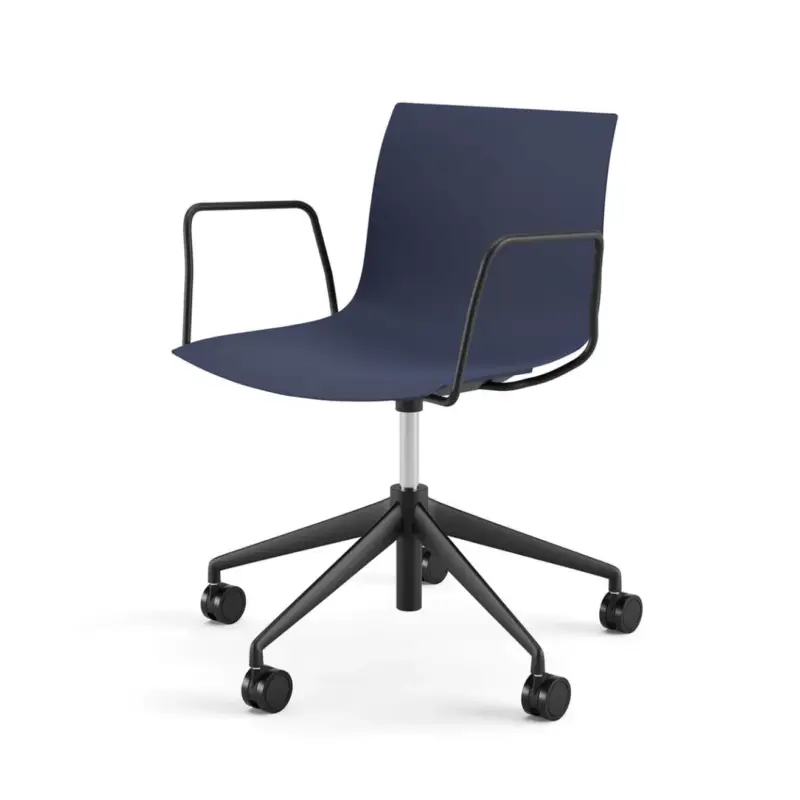 Dernier Modèle Chaise avec accoudoirs CATIFA RE 46 Bleu, 5 Branches, Pieds NoirARPER