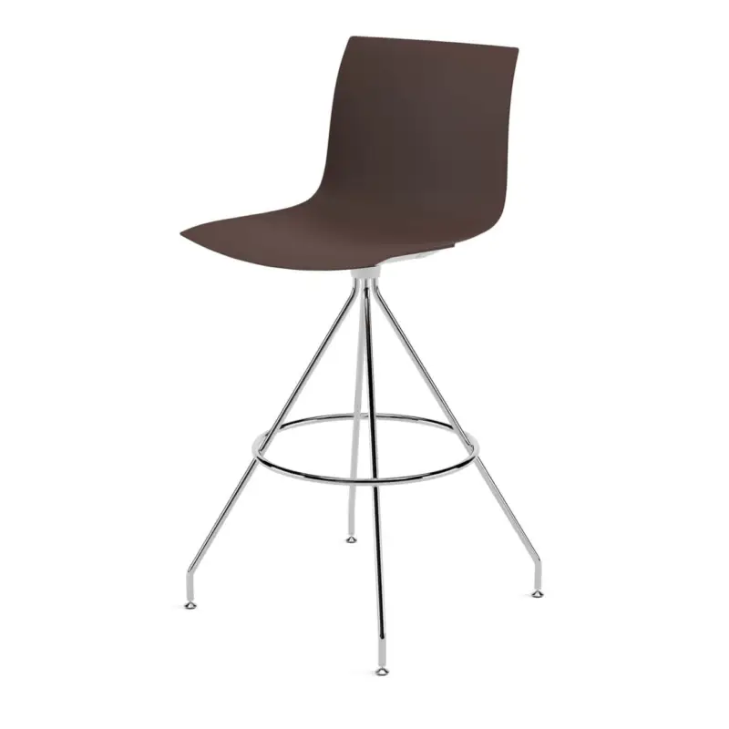 Tabouret haut CATIFA RE 46, H 75 Marron, Pieds ChromeARPER Nouvelle Collection