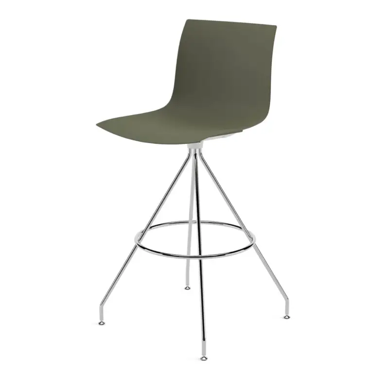 Bar Stool CATIFA RE 46, H 75 Green, Chrome BaseARPER Vente Directe