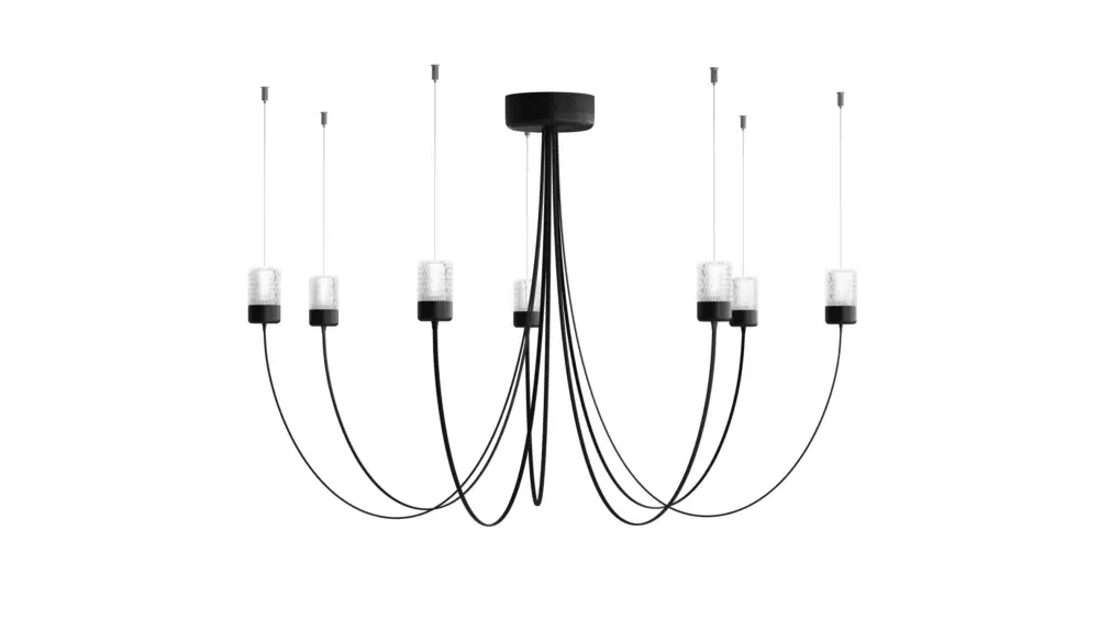 Gravity Chandelier 7 Lustres LED Noir Nouveauté