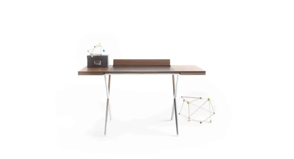 Bureau Novelist Bois de noyer-Métal chromé poli Quantité Limitée