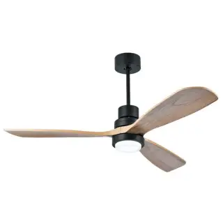 Ventilateur de Plafond 3 Pales LED D1320 15W Avec Télécommande Noir Mat et Bois Naturel ZAMBELIS 19141 Offre Du Jour