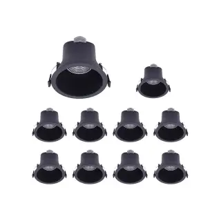 Lot de 10 Spots LED Encastrables D68 6W IP44 Rond Noir V1 Super Prix