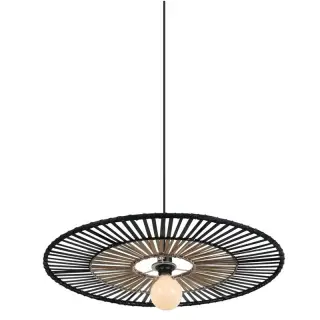 Suspension Luminaire D400 Pour Ampoule LED E27 Bambou Noir ZAMBELIS 19105 Meilleure Vente