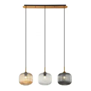 Suspension Luminaire Pour 3 Ampoules LED E27 Champagne et Laiton ZAMBELIS 22074 Offre Limitée