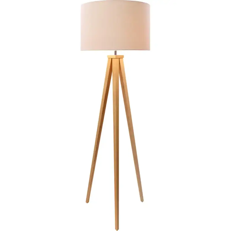 Lumimart | Lampadaire Tuga Blanc/Marron Bois/Tissu 40 cm 154 cm Prix Cassé